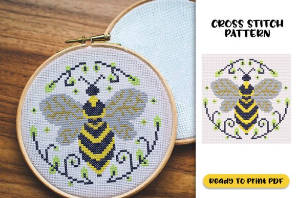 Bee with Floral Cross Stitch: A Sweet Gift Design