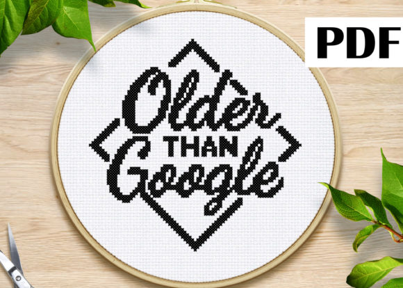 Reviewing Older Than Google Cross Stitch Pattern for Boutique Sweatshirts